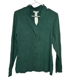 Design History Janelle Ribbed Twist Front Sweater- Dark green - side XL